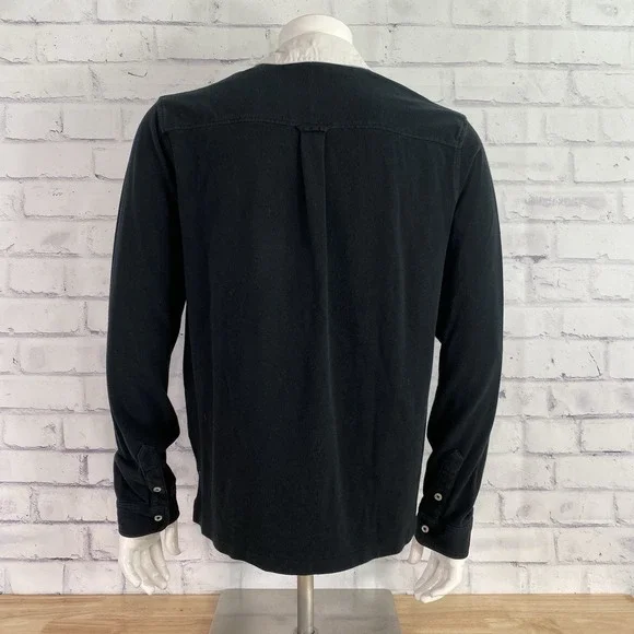 Polo Ralph Lauren Shirt Men's Large Rugby Polo Long Sleeve Crest Black Pocket - Picture 7 of 13